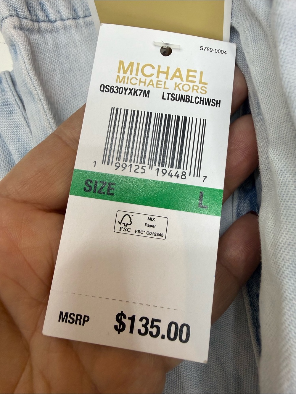 Michael Kors Light Blue Wide-Leg Drawstring Jeans size L - Picture 11 of 14